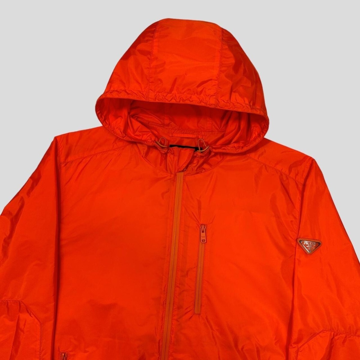 【送料&関税込】Prada Orange Re-nylon Windbreaker Prada Milano 2019 Laminated Orange Nylon K-way Windbreaker
