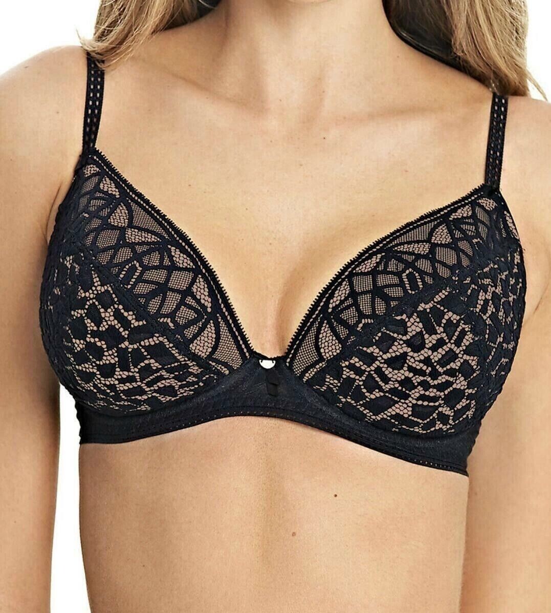 Freya Soiree Lace Bra Black Size 32G Underwired Padded Plunge 5013 New