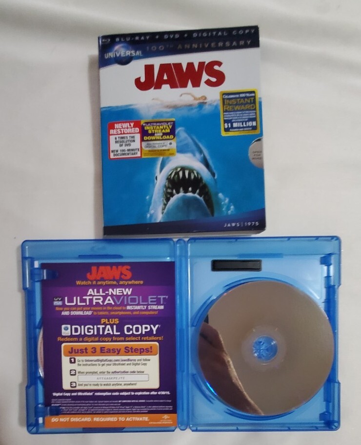 Jaws Bluray/DVD, Universal 100th Anniversary Slipcover, Like New! eBay