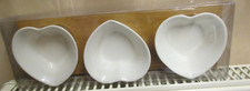 Set of 3 heart shaped dishes on a wooden tray, New