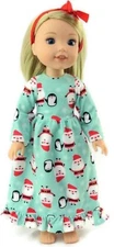 Christmas Santa Nightgown for Wellie Wishers 14 1/2 inch Doll Clothes Girl