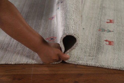 Gray Living Room Area Rug 8x10 ft. ft.Striped Gabbeh Oriental Handmade Wool Rug - Picture 10 of 12