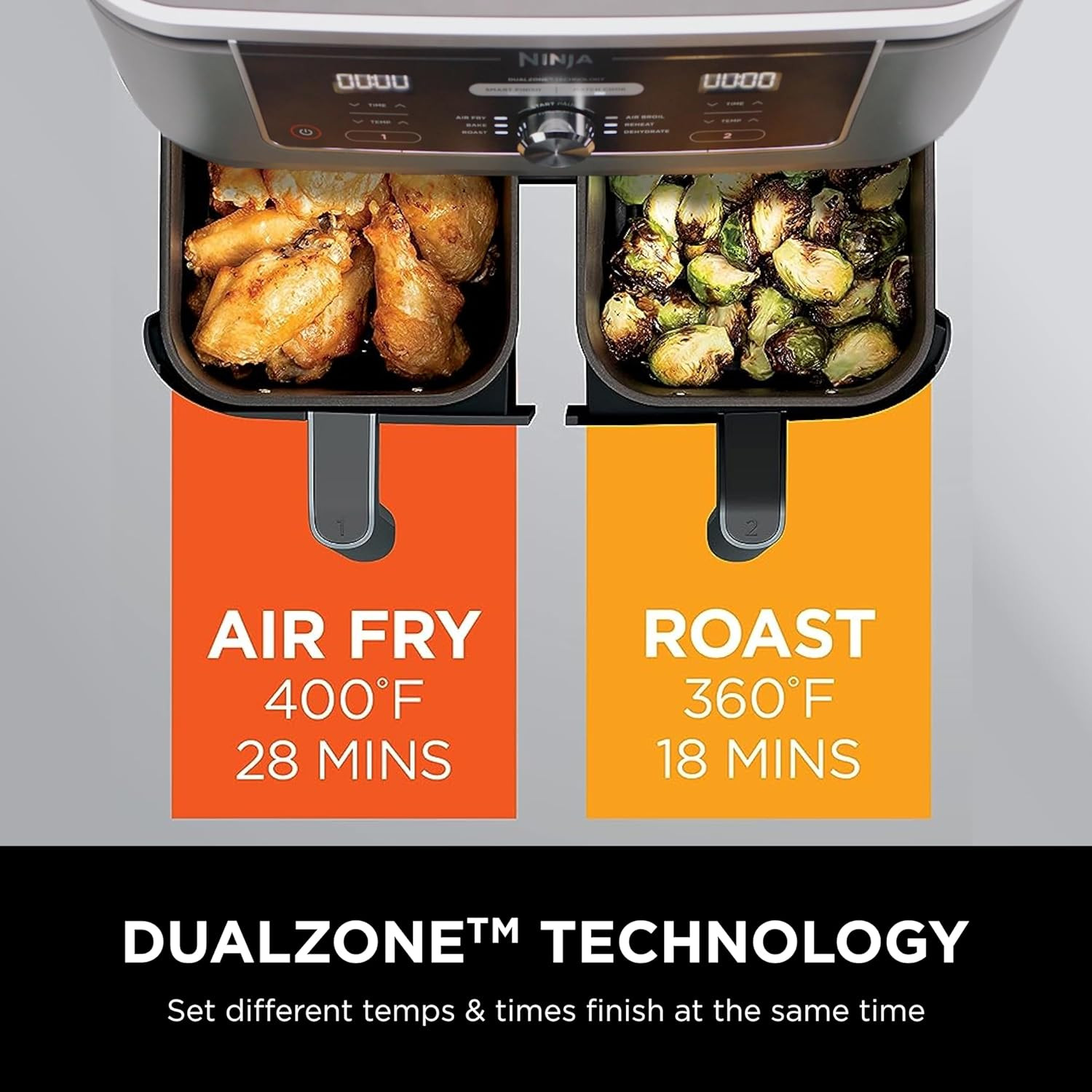 Ninja DZ401 Foodi 10 Quart 6In1 Dualzone XL 2Basket Air Fryer with 2