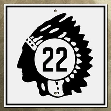 North Dakota route 22 highway marker road sign shield 1926 Native American chief