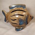 Ceramic Angel Fish Brown/Blue Lustreware Glaze Contemporary Decor 