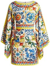 Dolce&Gabbana dress yellow majolica square sleeve it 40