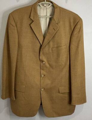 Tallia Uomo Wool Camel Color Mens 3 Button Blazer Jacket  Loro Piano Italy 46 L