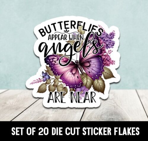 Butterfly Purple Flowers Angels Appear Die Cut Stickers Happy Mail -  Set of 20 - 第 1/1 張圖片