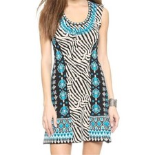 Nanette Lepore Safari Zebra Lagoon and Black Print Bodycon Sheath Dress XS