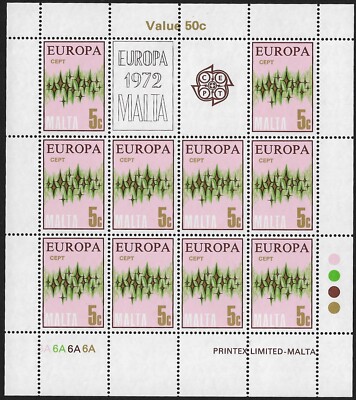 Malta, 1972 C.E.P.T. - Communications, 4 Mini MNH Sheets**