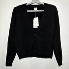 Women's Button-Front Knit Sweater Cardigan - A New Day Black M