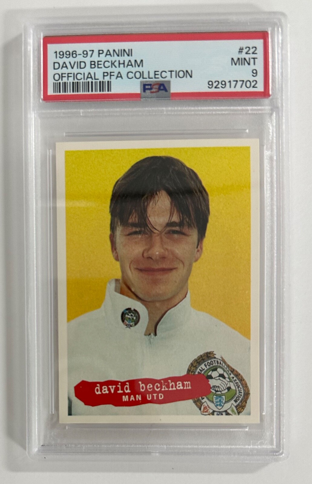 1996 Panini David Beckham RC Official PFA Collections #22 PSA 9 Rookie