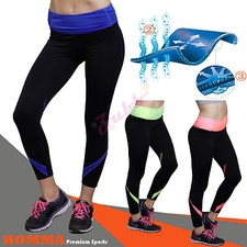 Women Capri YOGA Running Sport Pants High Waist Cropped Leggings Fitness Trouser
