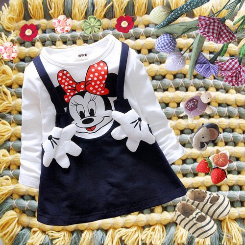 Abito Bambina 6 mesi-4 anni minnie mouse cotone manica lunga bimba giirl  dres | eBay