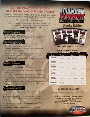 Full Metal Alchemist TCG Premier release Promotional Sell Sheet 8