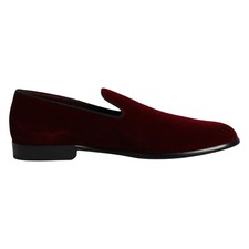 DOLCE & GABBANA Shoes Red Cotton Velvet Slip On Loafers Formal EU43 /US10 820usd