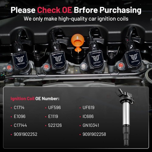 Paquete de 4 bobinas de encendido UF596 para Toyota Matrix 2009-2014 1,8 L l l4 - Imagen 3 de 7