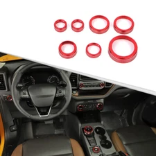 7pcs Center Control Control Switch Knob Trim Rings For Ford Bronco Sport 21+ Red