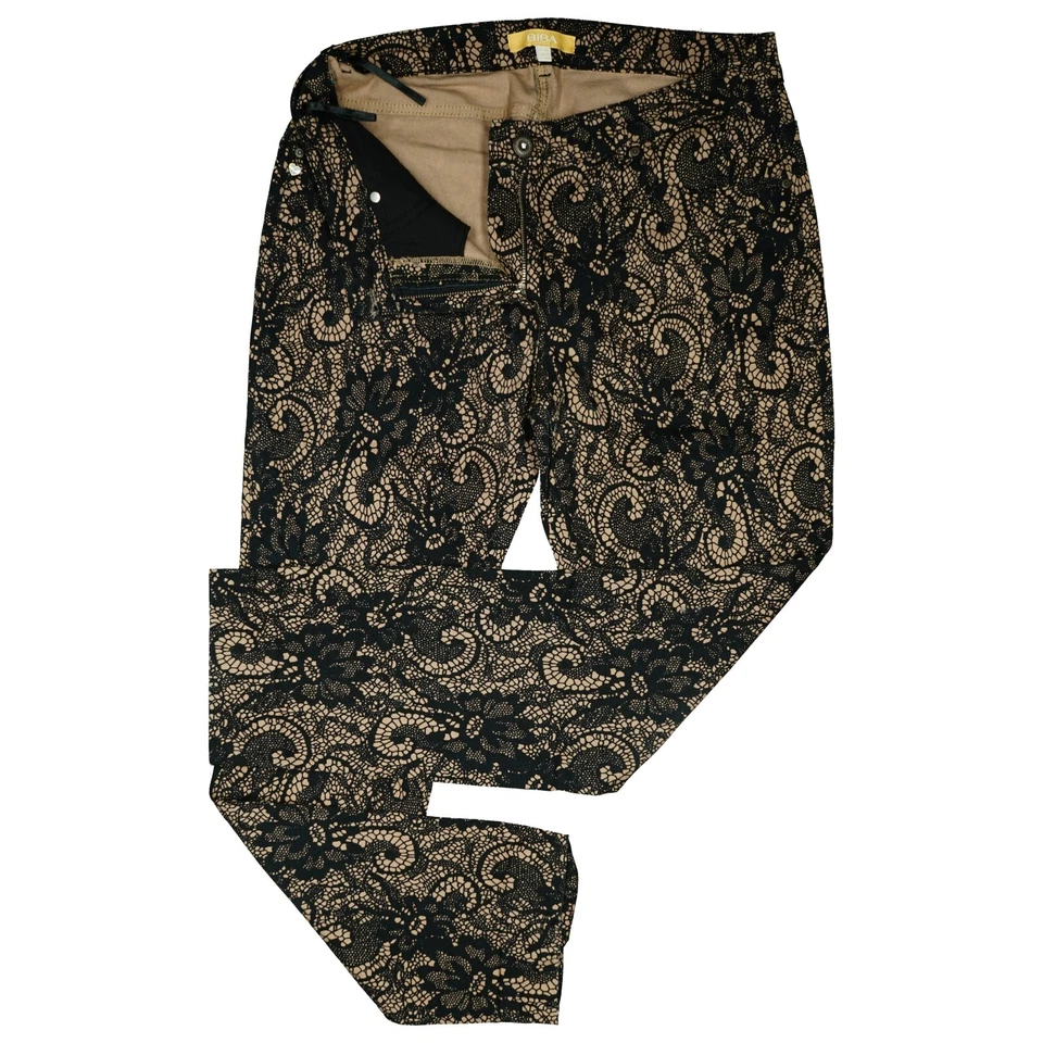 BIBA Damen Stretch Jeans Hose Slim mid Rise 42 XL W32 L32 Beige Schwarz Muster - Bild 2 von 4
