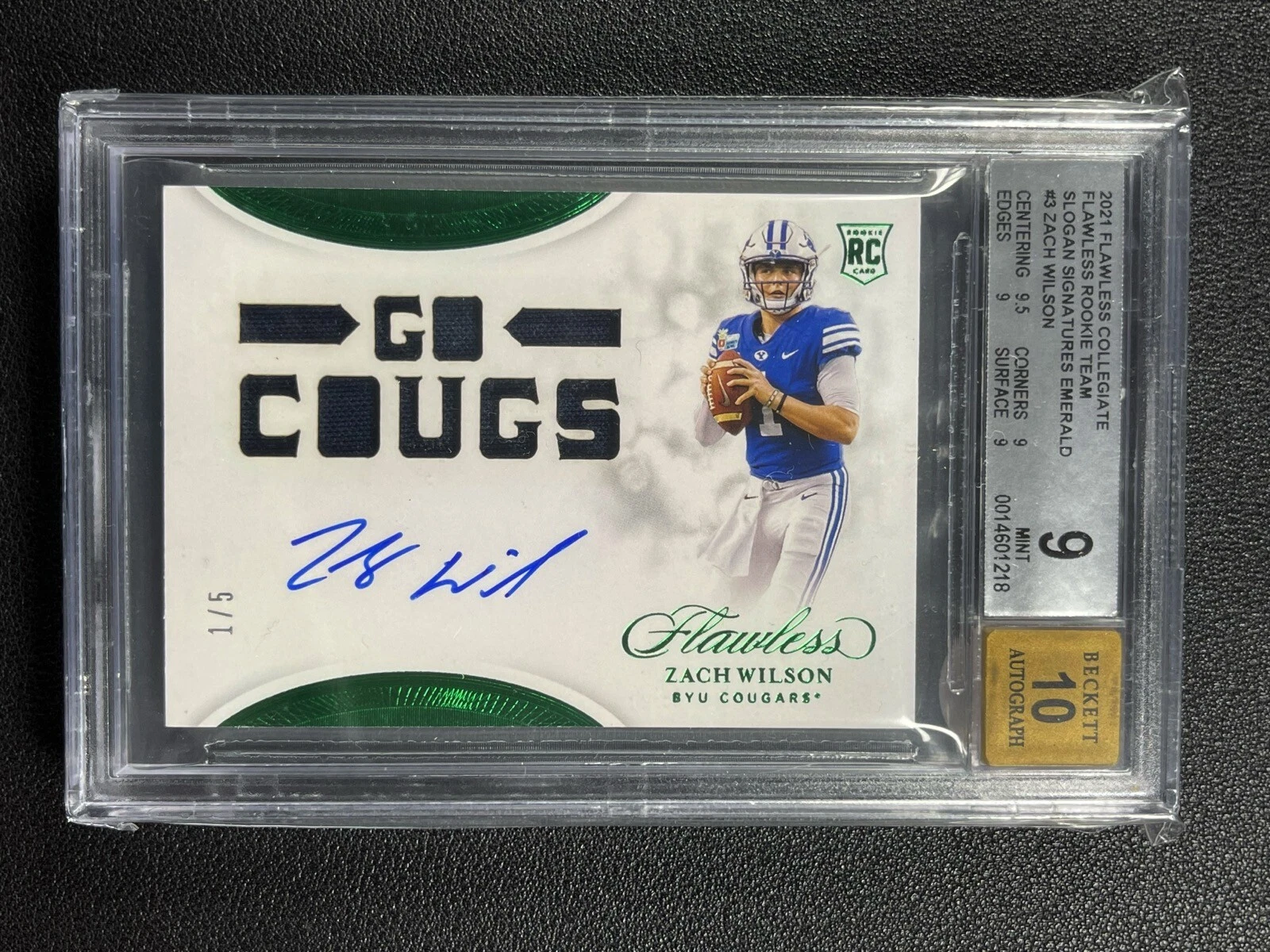 Zach Wilson Panini Flawless Collegiate Flawless Rookie Team Slogan Signatures #FTS Gold