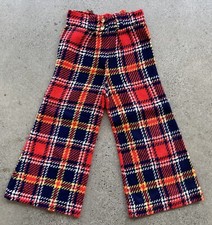 Vintage 40s / 50s Arista Zipper Red Blue & Yellow Plaid 2-Button Childrens Pants