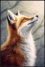 Winter's Red Fox - DIY Chart Counted Cross Stitch Patterns Needlework DMC Color