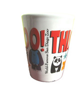 San Diego California Shot Glass World Famous Zoo Animals Bear Hippo Rhino White