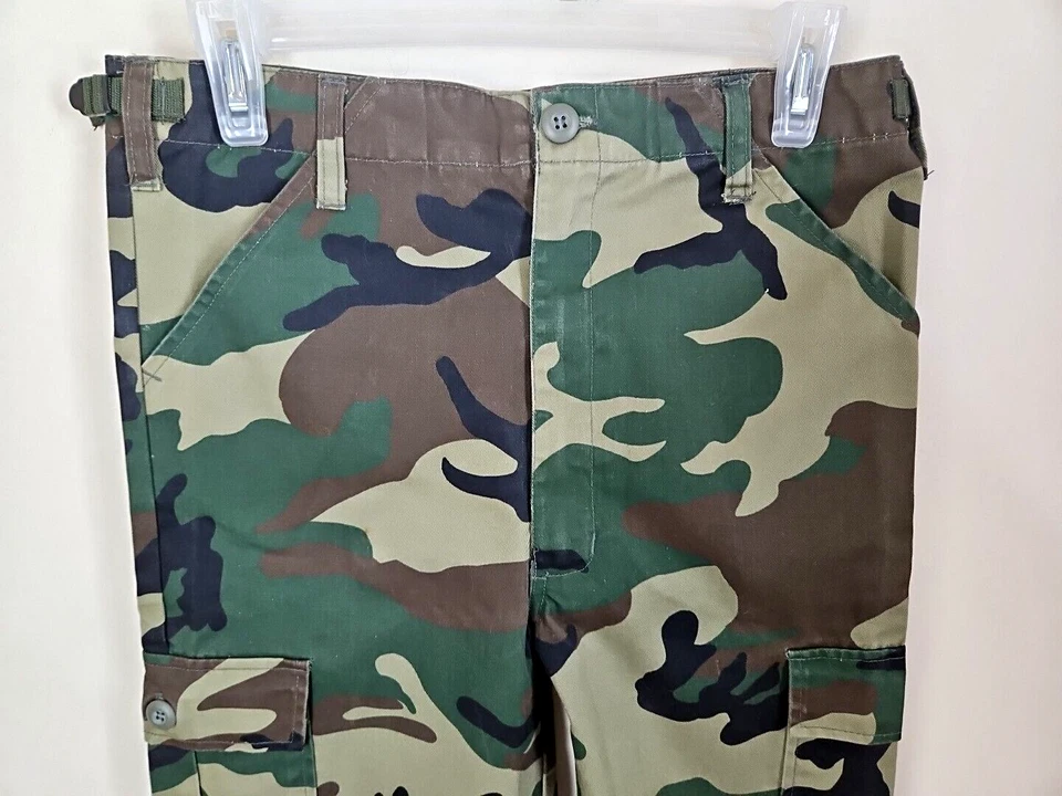 Pantalones de caza Woodland camuflados niños 20 (30X23) Rothco cintura ajustable militar paintball Foto 3 de 4