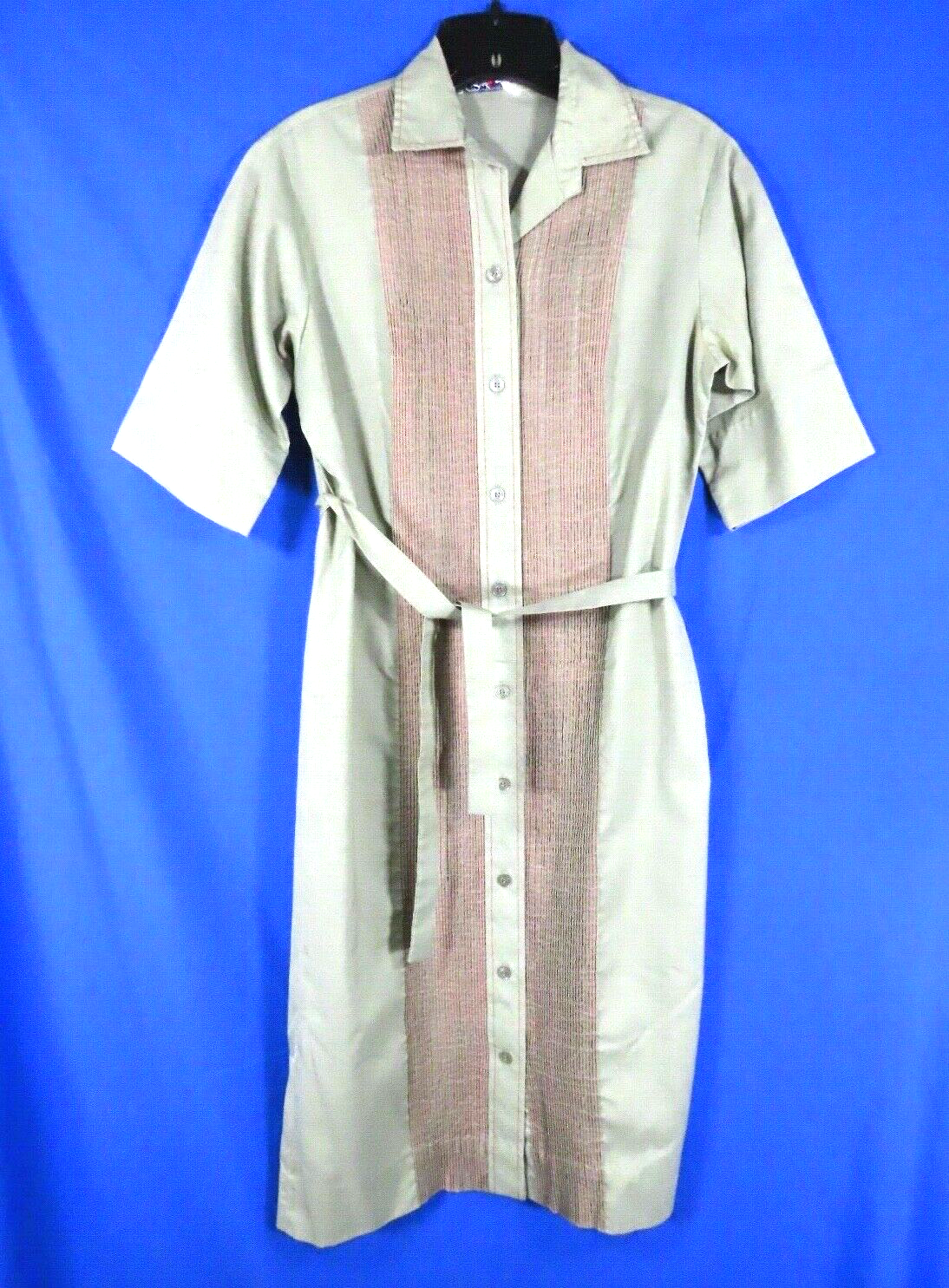 SERBIN Muriel Ryan VTG BUTTON-UP SHIRT/SHIFT DRESS Sage Green THIN LAWN TWILL M