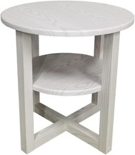 2 Tier Round Side Table White Small Coffee End Table Modern Storage UK