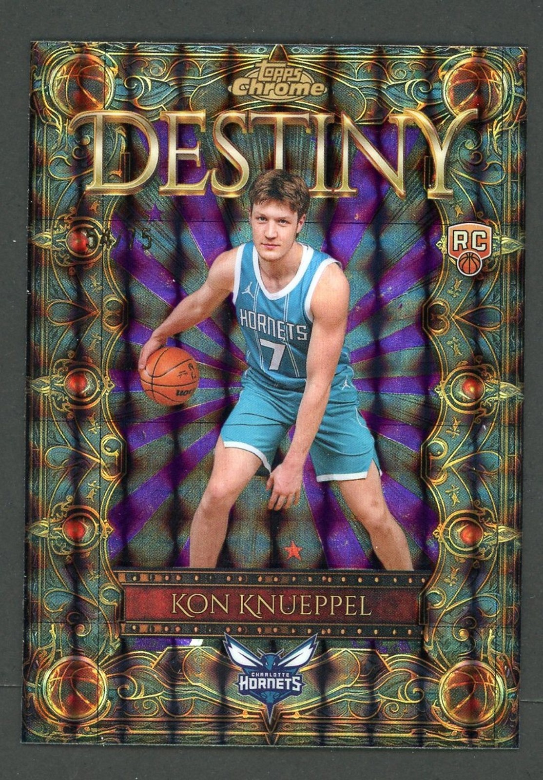 2025-26 Topps Chrome Kon Knueppel Destiny RC Geometric Purple Refractor #64/75