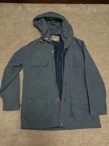 Vintage LL Bean Jacket Mens S Blue Baxter State Parka Hooded Made In USA video thumbnail