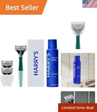 Elegant Men's Shaving Kit: Razor Handle, Foaming Gel Travel Cover - Sage