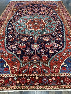 Extremely Rare And Gorgeous Kermann Rug circa 1920 Unique Color+Design 4 7x6 10 