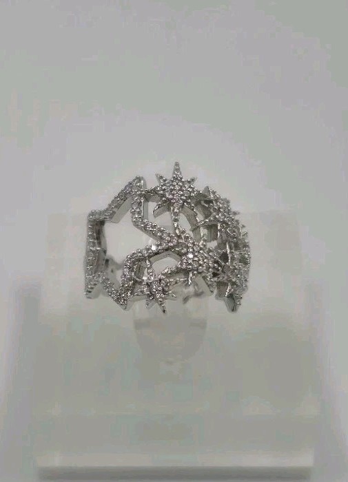 925 Sterling Silver Multi Star Ring Starbust Dazz… - image 1
