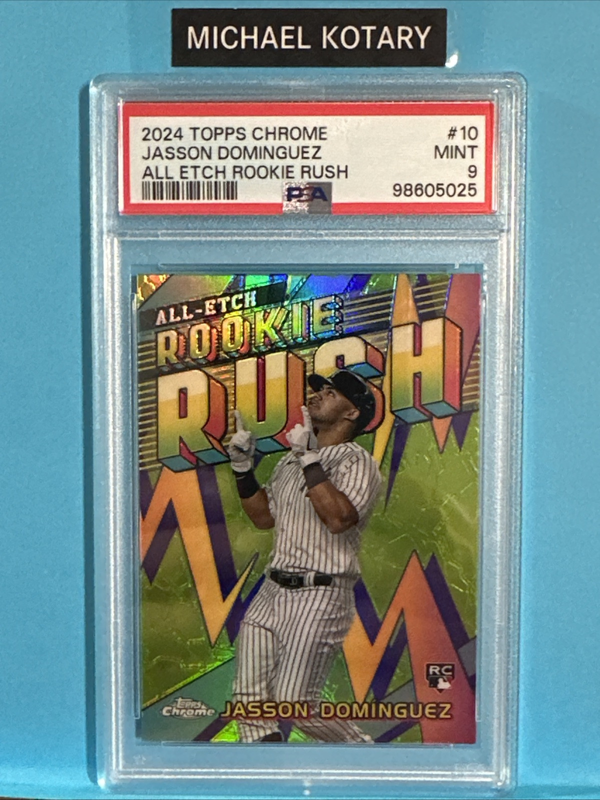 JASSON DOMINGUEZ 2024 TOPPS CHROME ALL ETCH ROOKIE RUSH PSA 9 Yankees Rookie