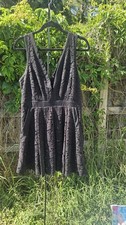 Free People Lovely in Lace Fit & Flare Black Mini Dress L