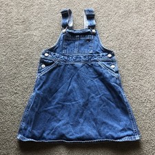 Vintage 90s Girls 6 Tommy Hilfiger Overall Dress Jumper Denim Cotton Embroidered