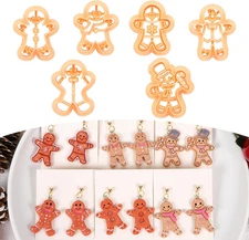 Gingerbread Man Polymer Clay Cutters - 6 Pcs Christmas Clay Cutters for Earri...