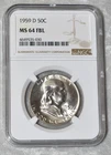 1959 P FRANKLIN HALF DOLLAR 90% SILVER NGC MS 64 FBL MS64FBL PHILADELPHIA MINT
