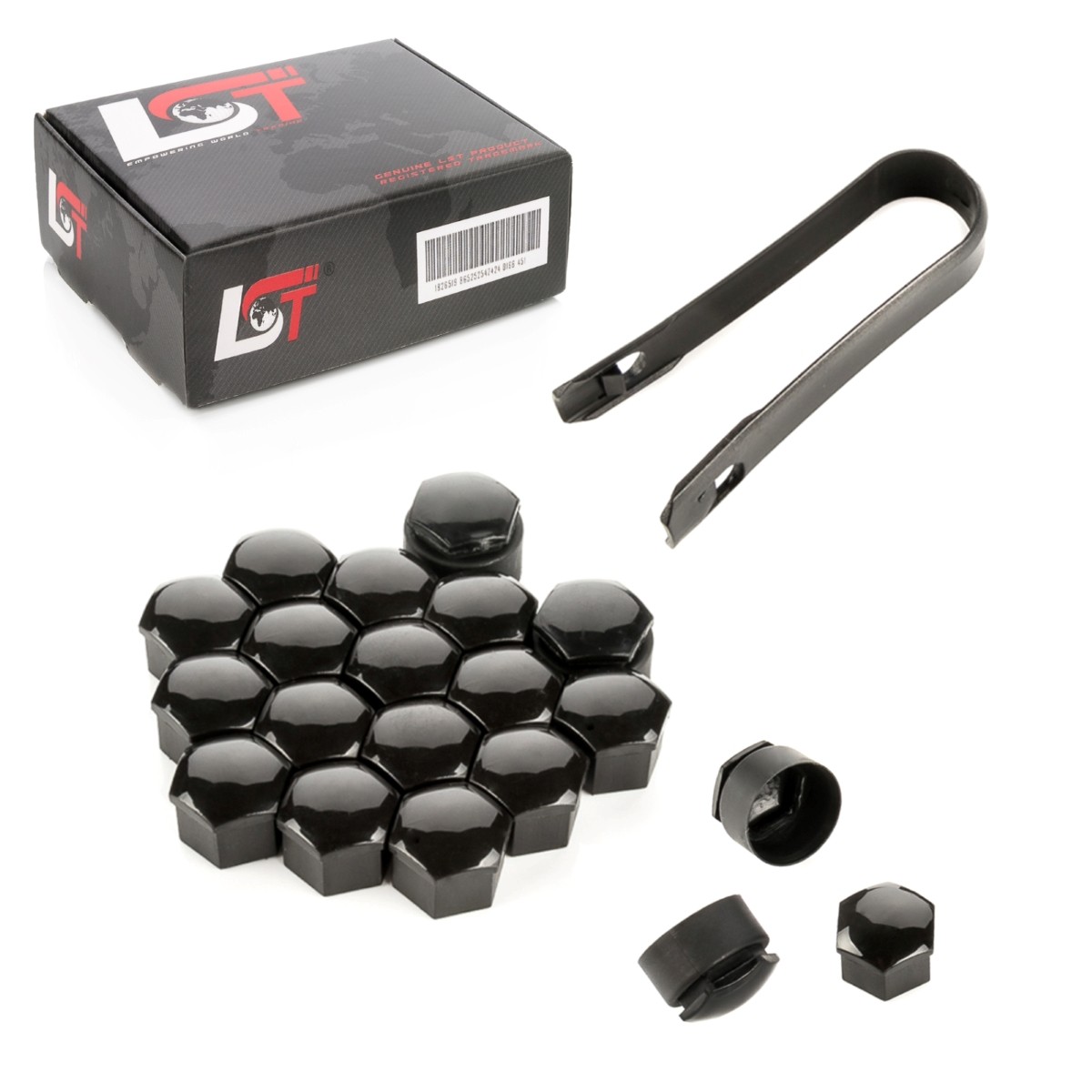 20x Caps Wheel Screw Caps 0 21/32in Theft-Proof Black Shiny for Saab