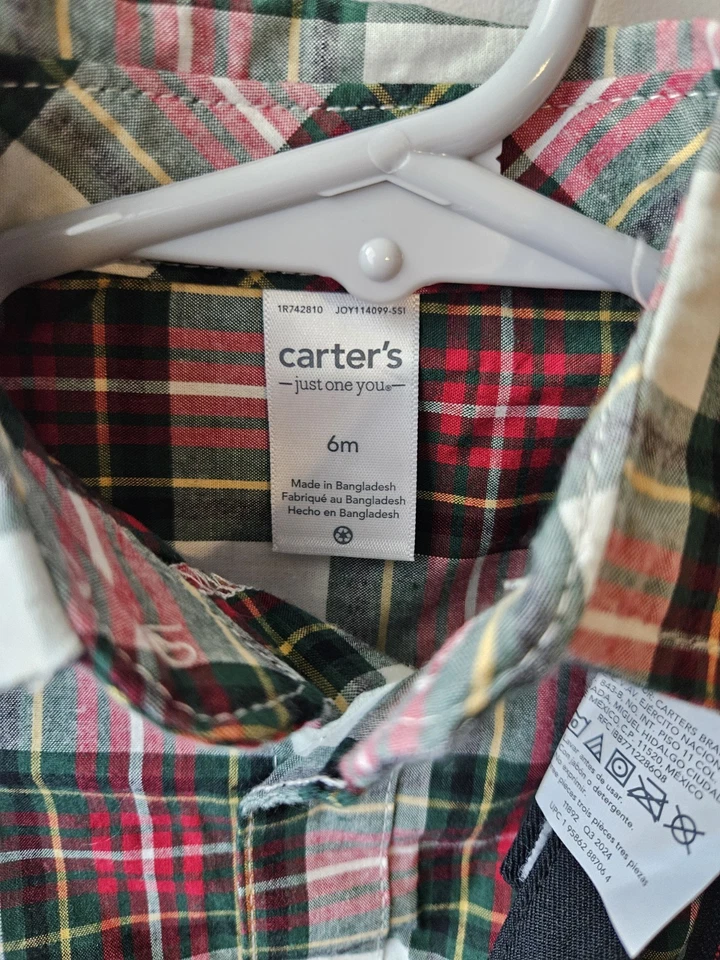 Carter's Toddler Boys 3-Piece Holiday Set Size 6M Red Plaid - Image 2 of 4