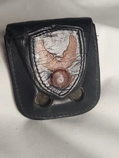 Harley Davidson Black Brown Eagle Leather Lighter Zippo Holder Case Only