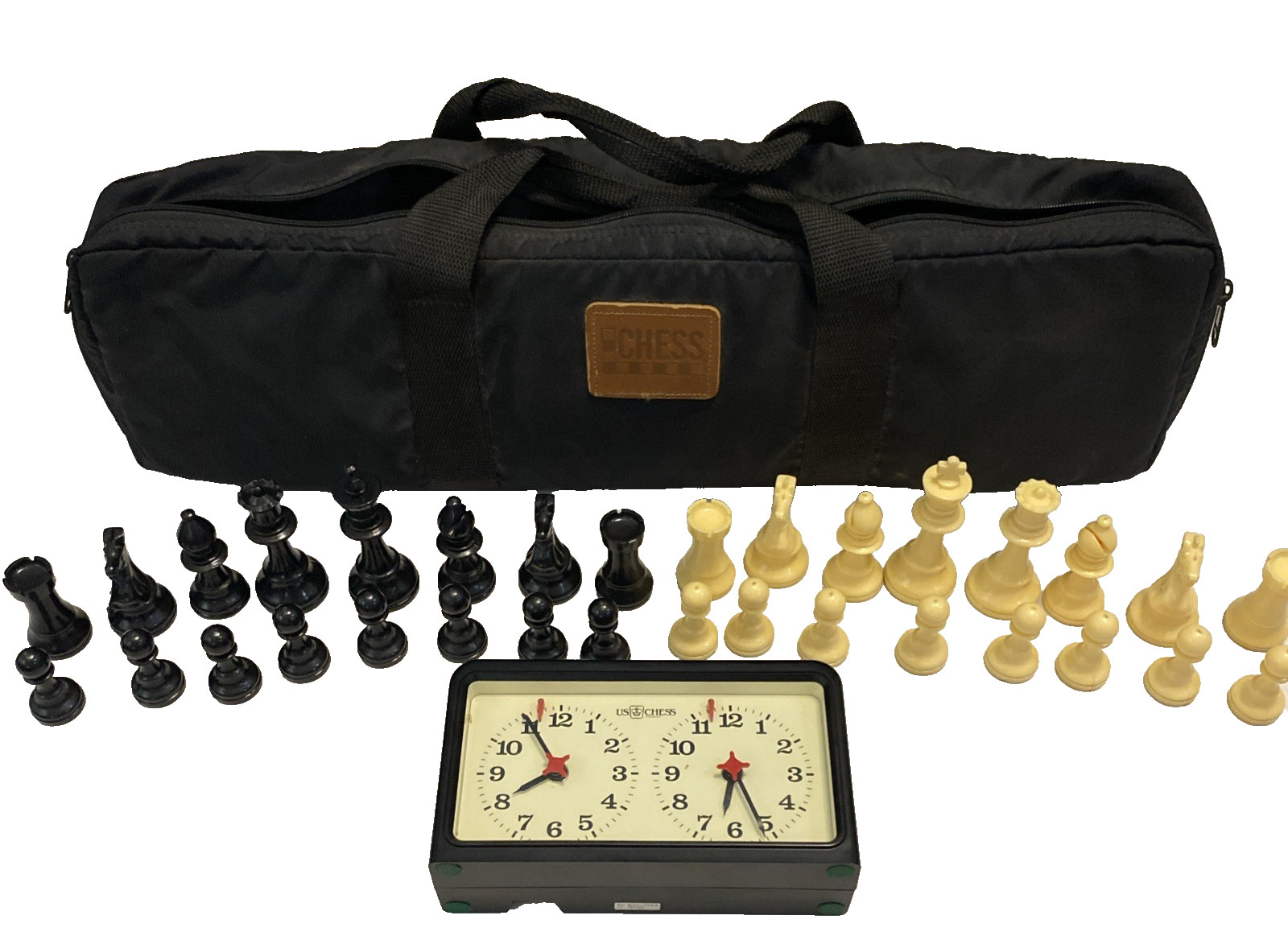 US Chess Clock Quartz Japan Excellent Working Timer + Pieces + Bag EUC