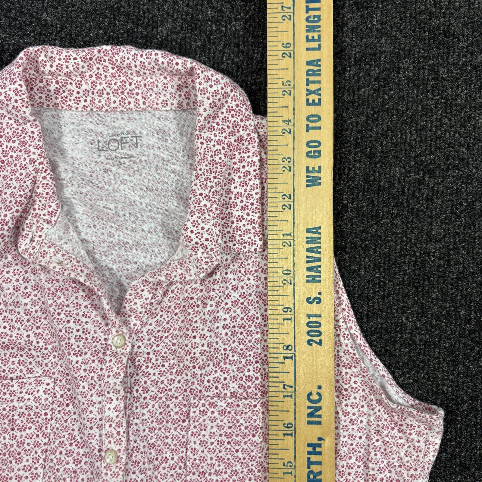 Ann Taylor LOFT Blouse Womens S Pink Floral Collared Sleeveless Button Up Top image 8
