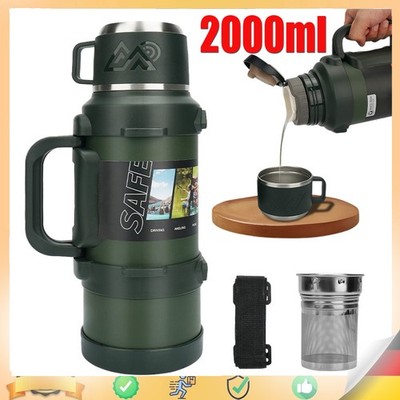 2L Thermosflasche aus Edelstahl Isokanne Thermoskanne Isolierflasche mit Becher