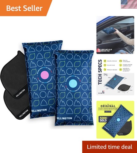 Effortless Moisture Control - 1kg Reusable Car & Home Dehumidifier Bags (2-Pack)