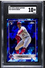 2022 Topps Chrome Sapphire Edition #549 Hunter Greene RC Rookie Reds SGC 10 GM