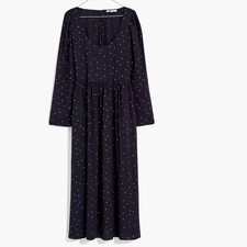 Madewell Alicia Long Sleeve Scoopneck Midi Dress Size 00 ND173 Night Stars