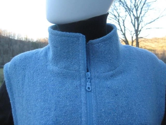 Chaleco de lana azul tejido a mano Boyne Valley Weavers en Irlanda para mujer talla 2XL Foto 3 de 4